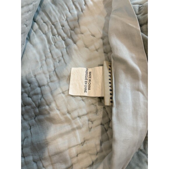 Pottery Barn Washed Velvet Greenish Satin Trim Bedspread & Sham King - Picture 3 of 10